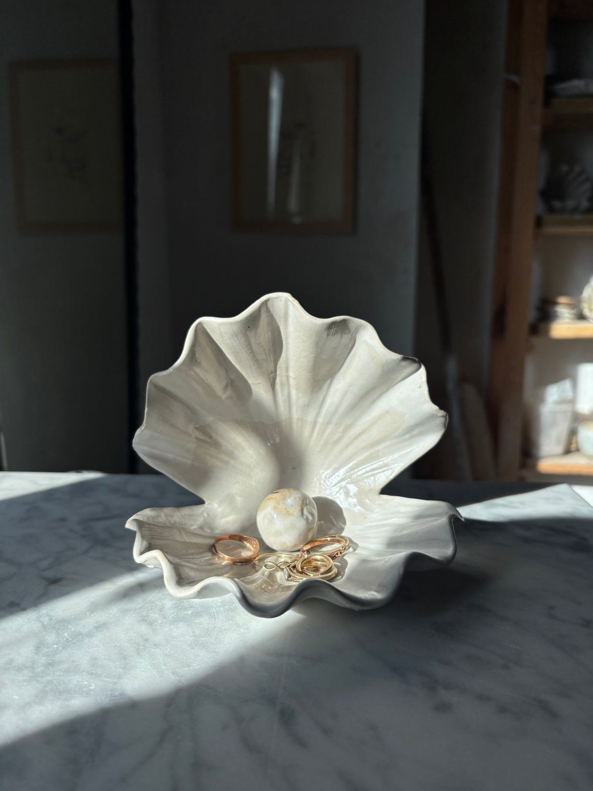 Muszla Skarbiec na Biżuterię z Rustic White