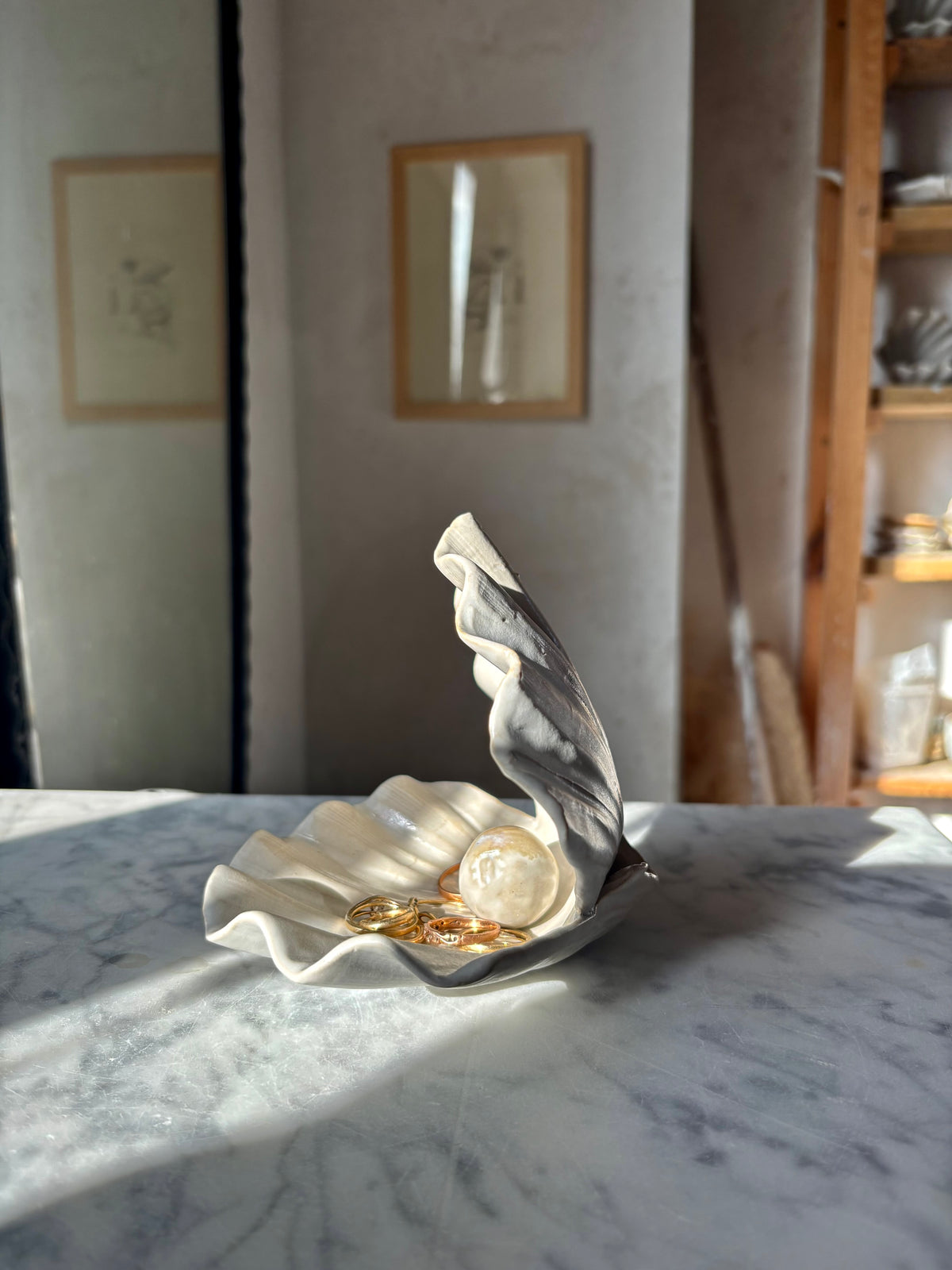 Muszla Skarbiec na Biżuterię z Rustic White