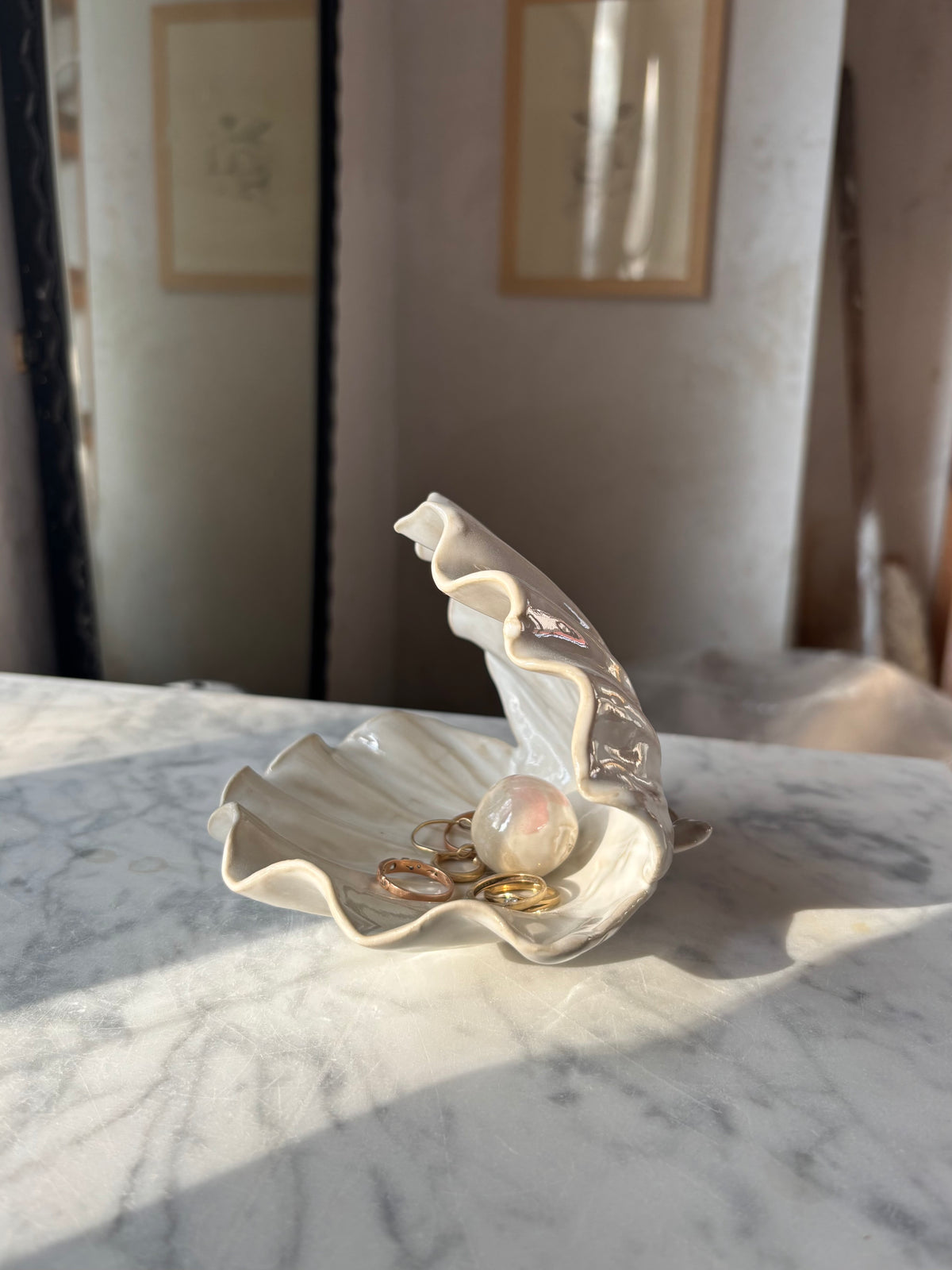 OUTLET Muszla Skarbiec na Biżuterię Pearl White