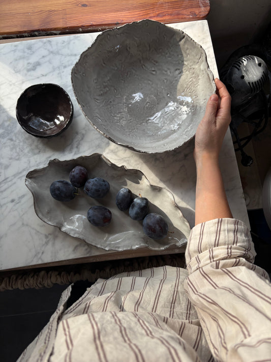 Ceramiczny Zestaw 3 naczyń na Przekąski Pearl Black