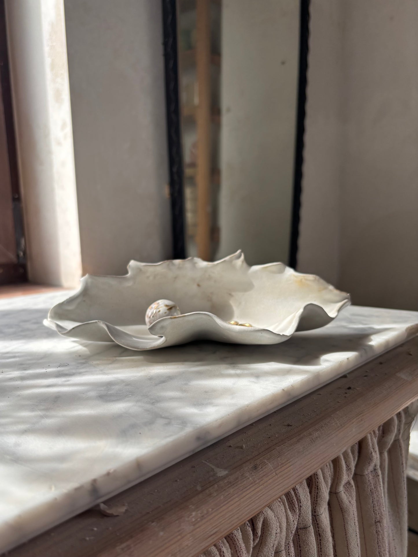 Ceramiczny Talerzyk na Drobiazgi Muszla White Fluff