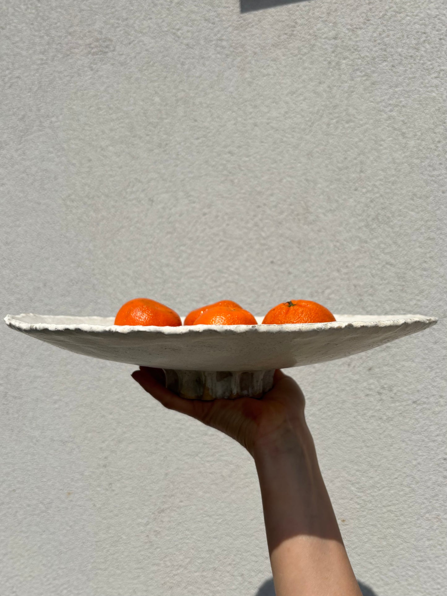 Ceramiczna Okrągła Misa na Cokole XXL Rustic White