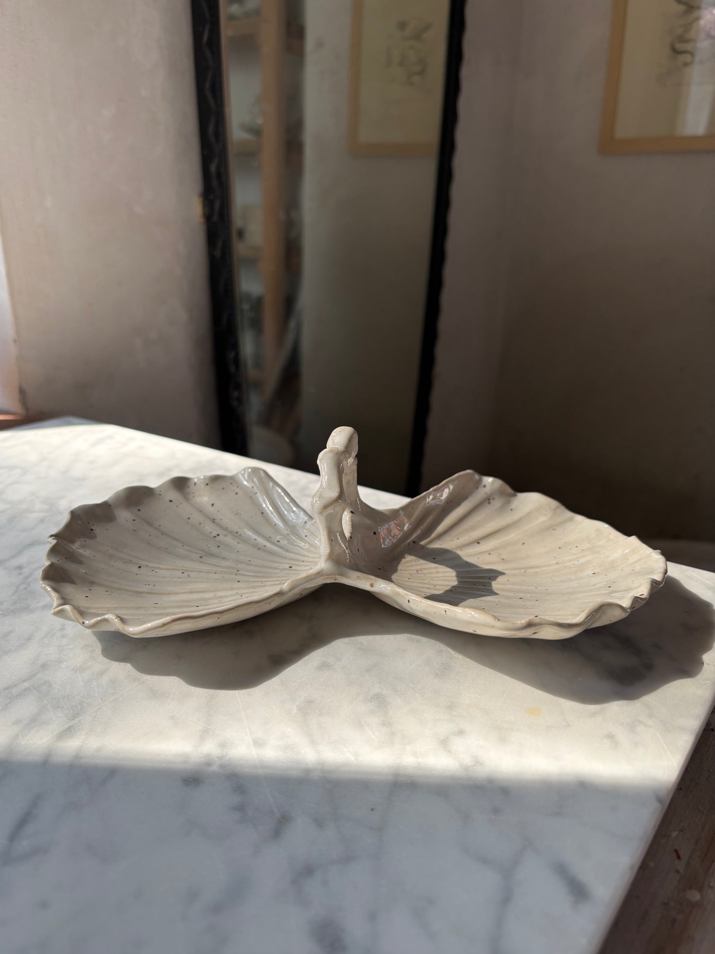 Ceramiczny Talerzyk Podwójna Muszla na Przekąski