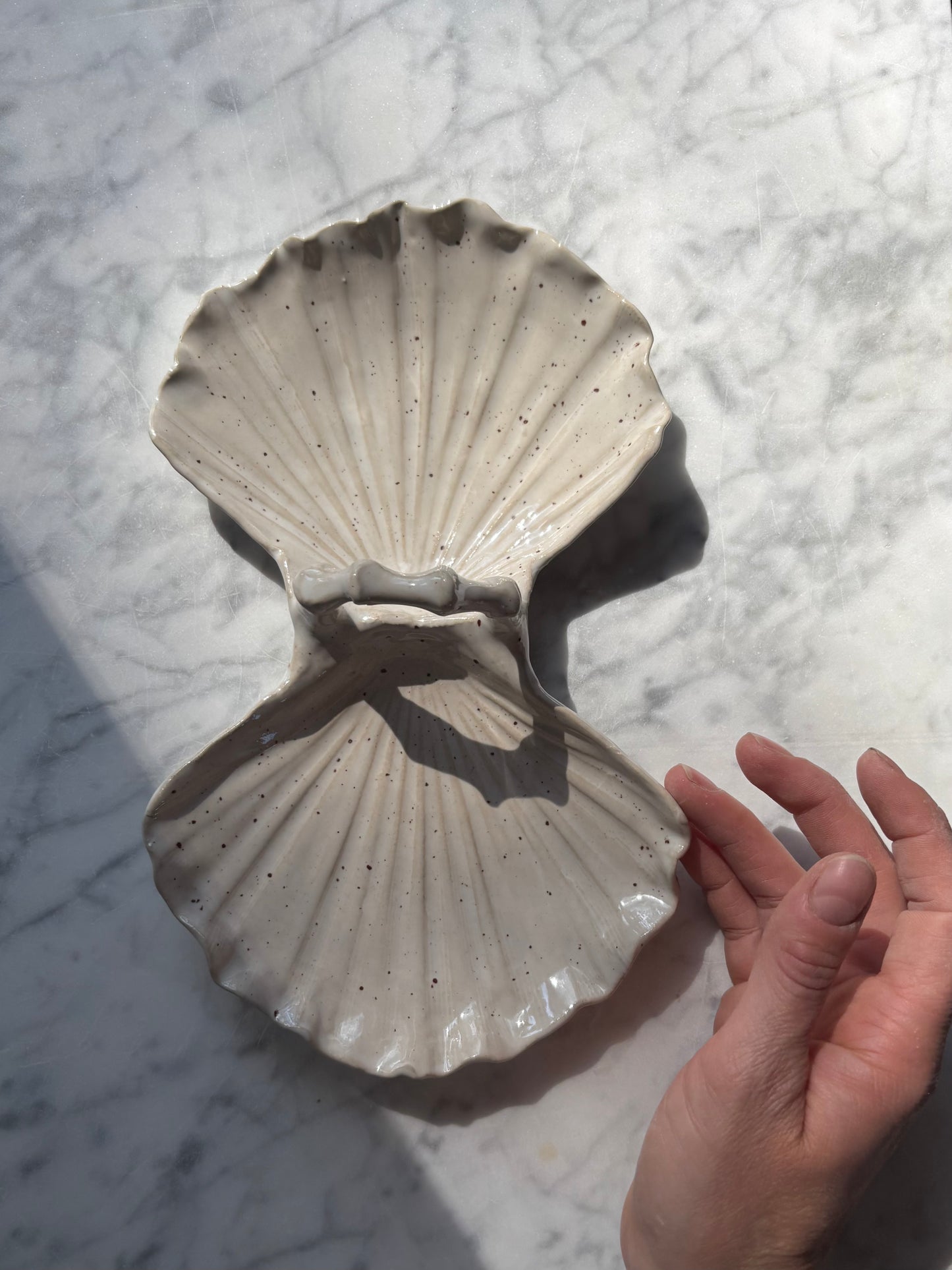Ceramiczny Talerzyk Podwójna Muszla na Przekąski