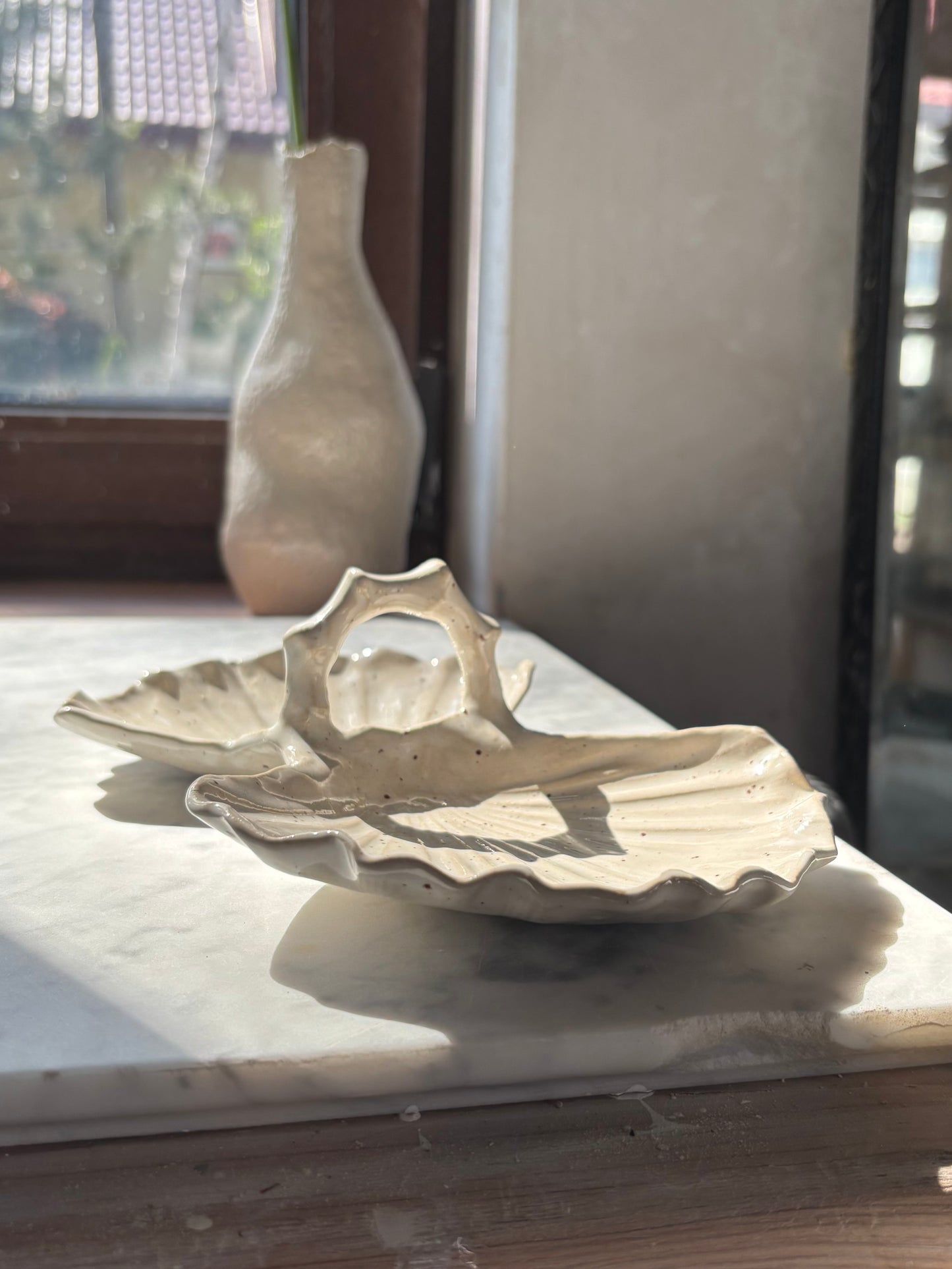 Ceramiczny Talerzyk Podwójna Muszla na Przekąski