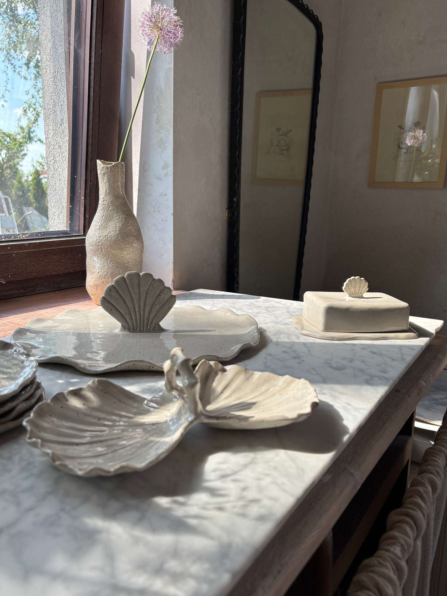 Ceramiczny Talerzyk Podwójna Muszla na Przekąski