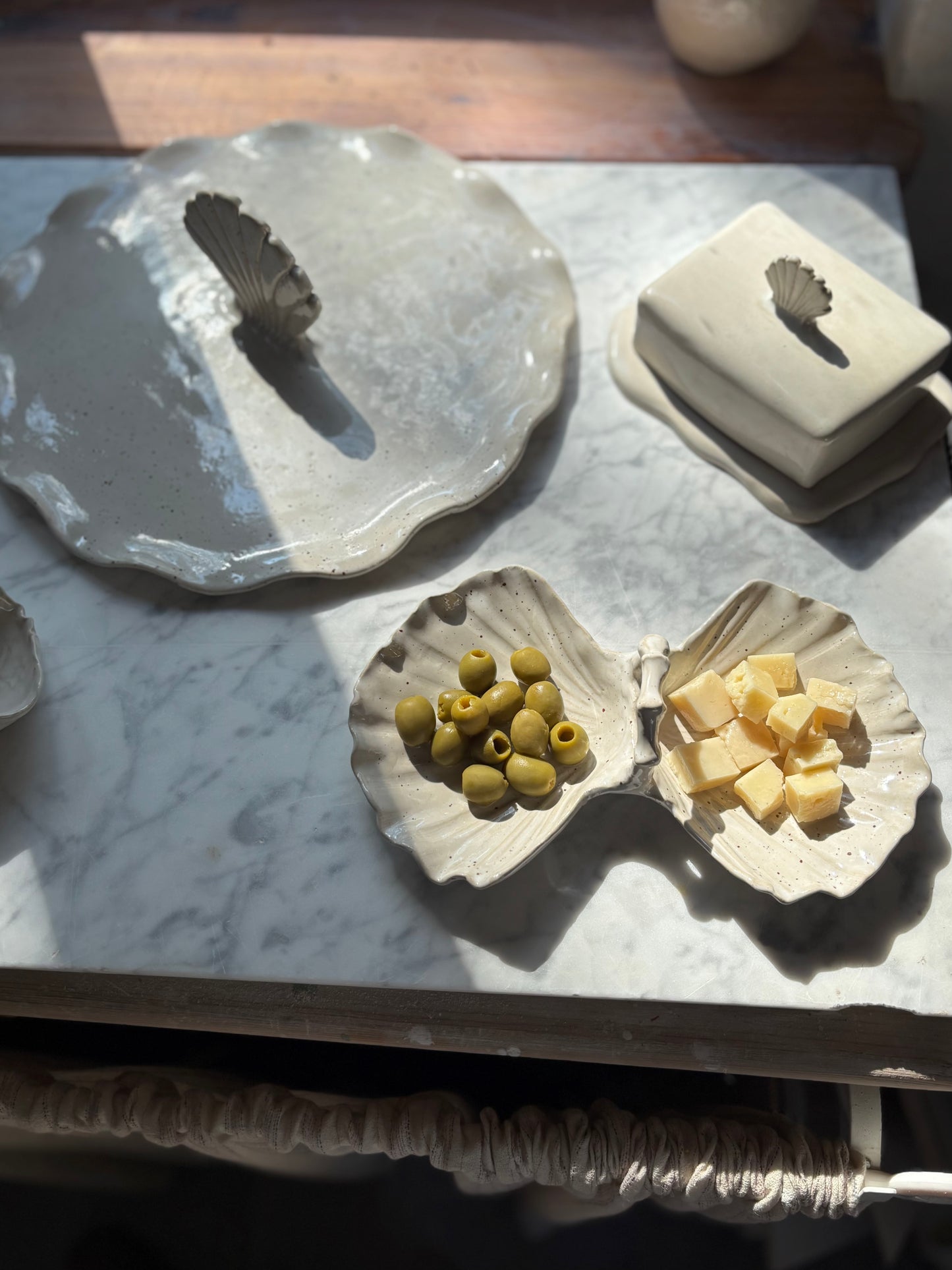 Ceramiczny Talerzyk Podwójna Muszla na Przekąski