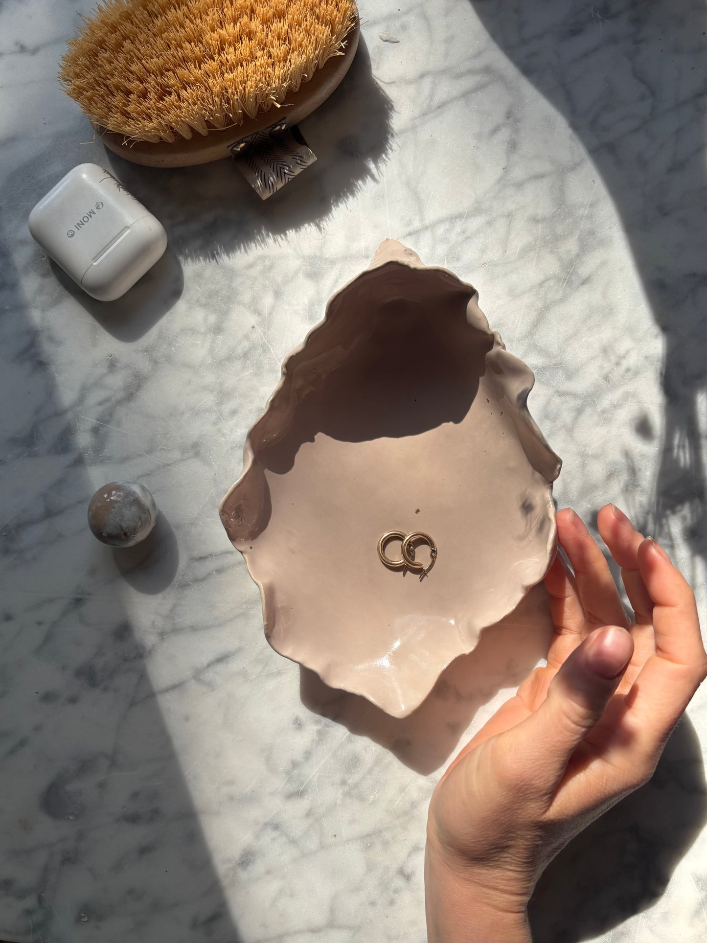 Ceramiczny Talerzyk na Drobiazgi Ostryga Beige Lilac