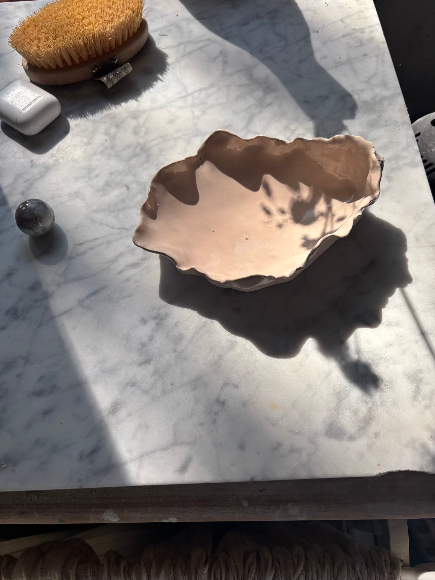 Ceramiczny Talerzyk na Drobiazgi Ostryga Beige Lilac