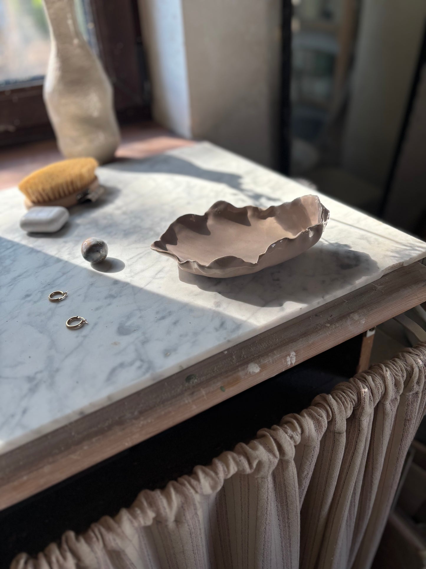 Ceramiczny Talerzyk na Drobiazgi Ostryga Beige Lilac