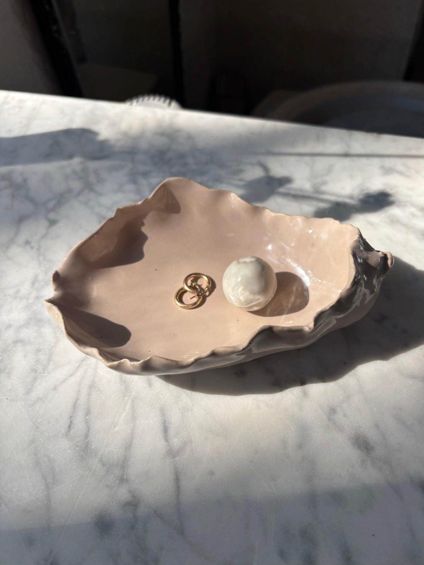 Ceramiczny Talerzyk na Drobiazgi Ostryga Beige Lilac