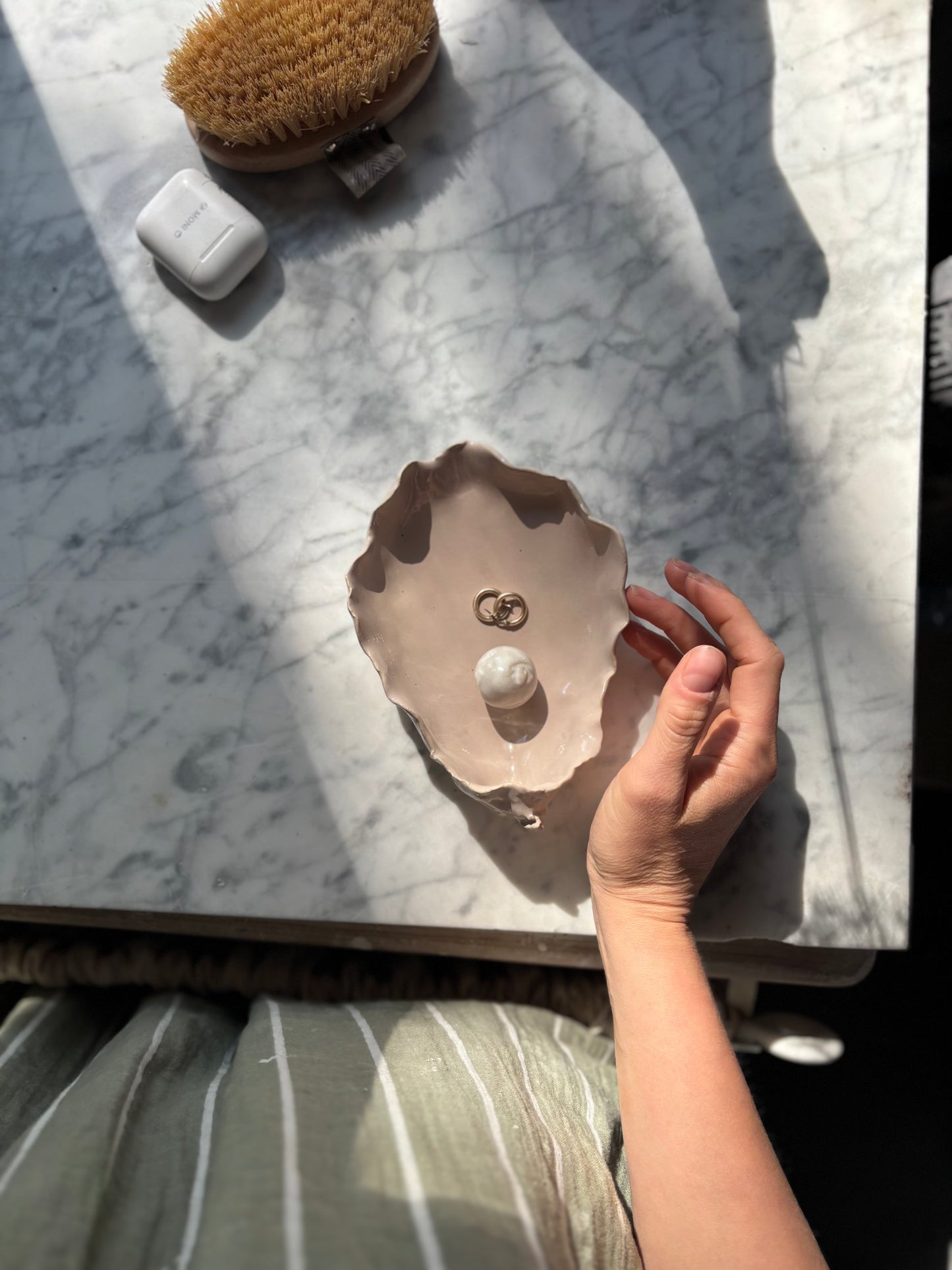 Ceramiczny Talerzyk na Drobiazgi Ostryga Beige Lilac