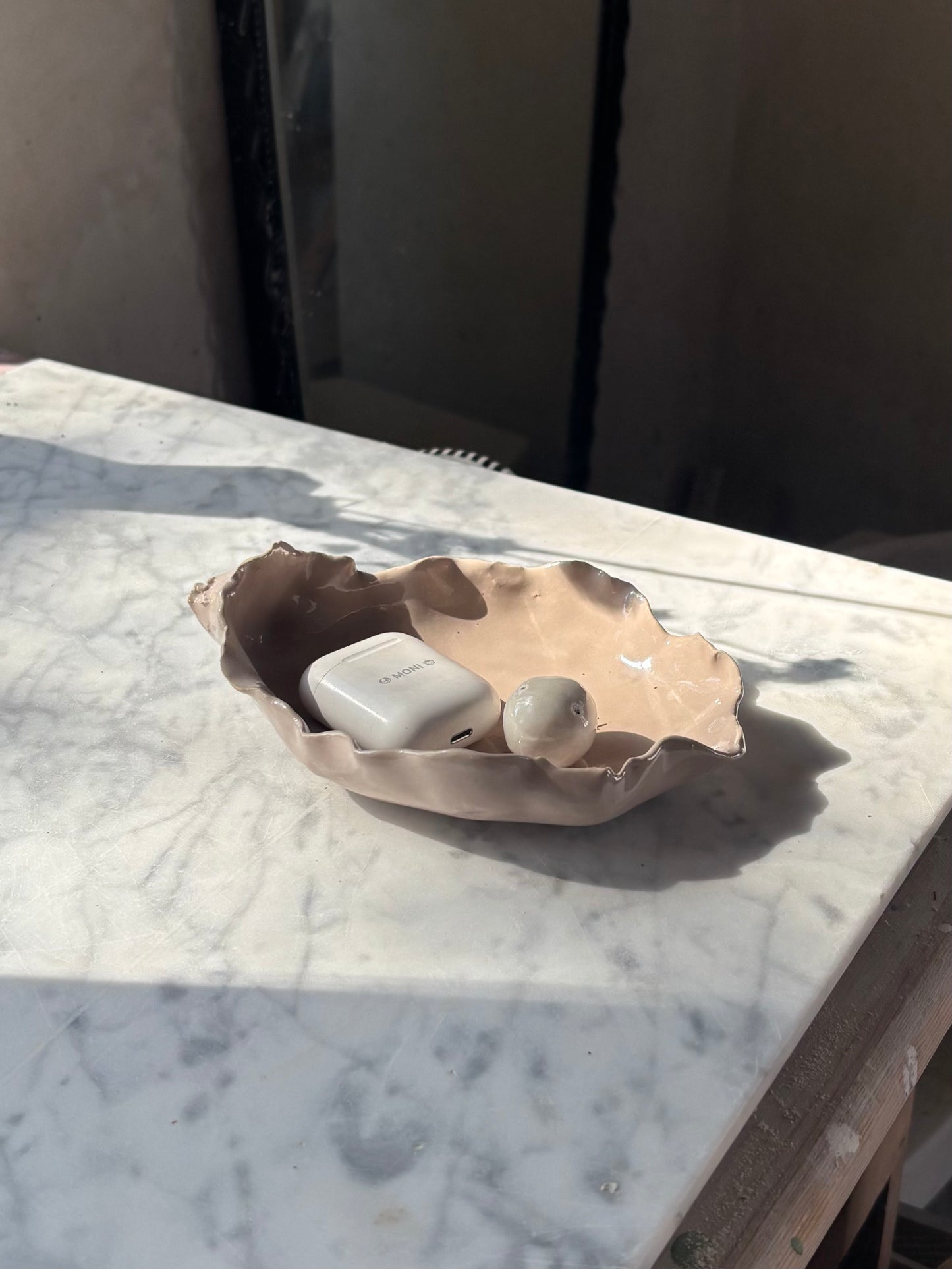 Ceramiczny Talerzyk na Drobiazgi Ostryga Beige Lilac