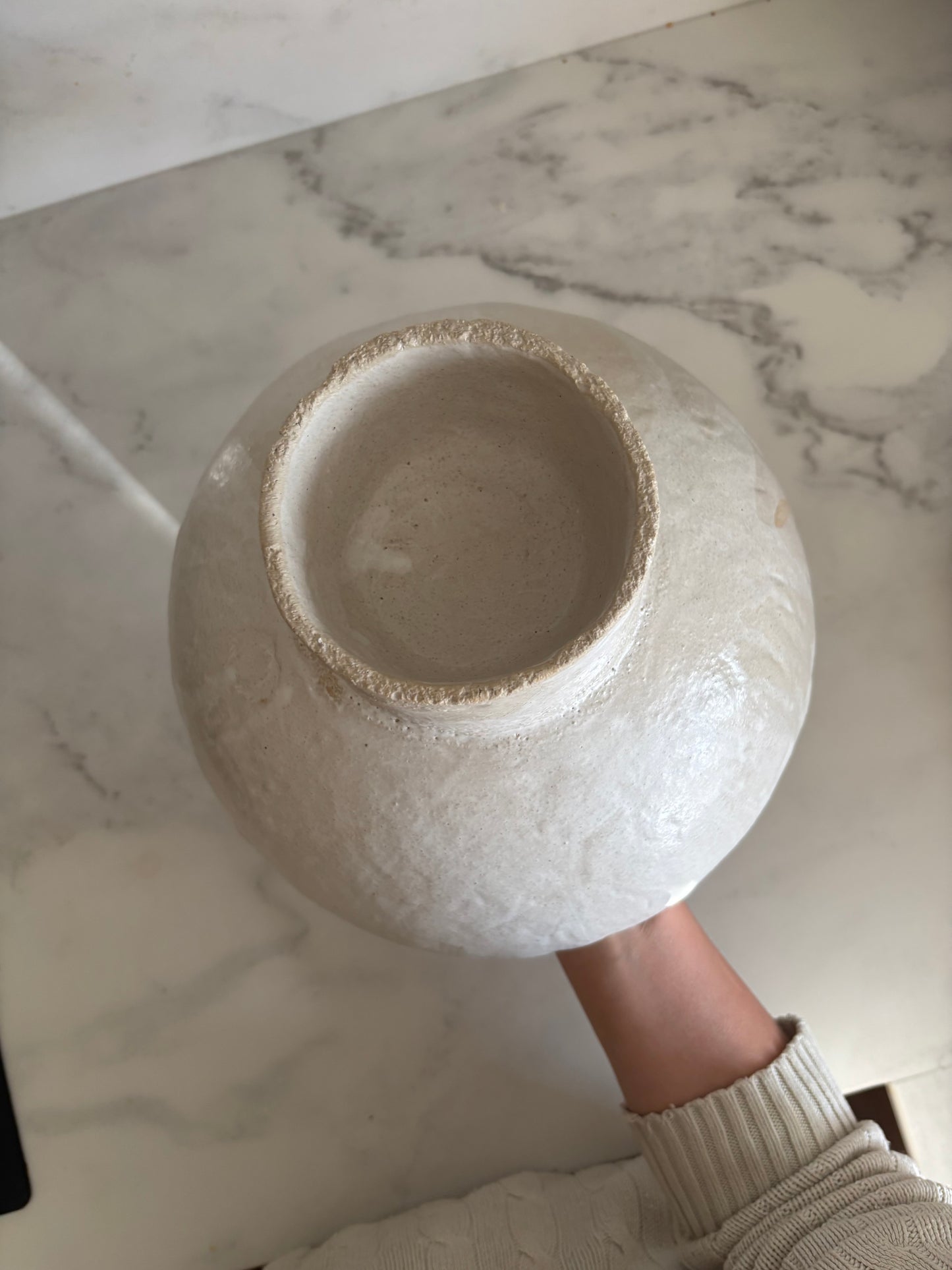 Ceramiczna Okrągła Misa na Cokole XXL Rustic White
