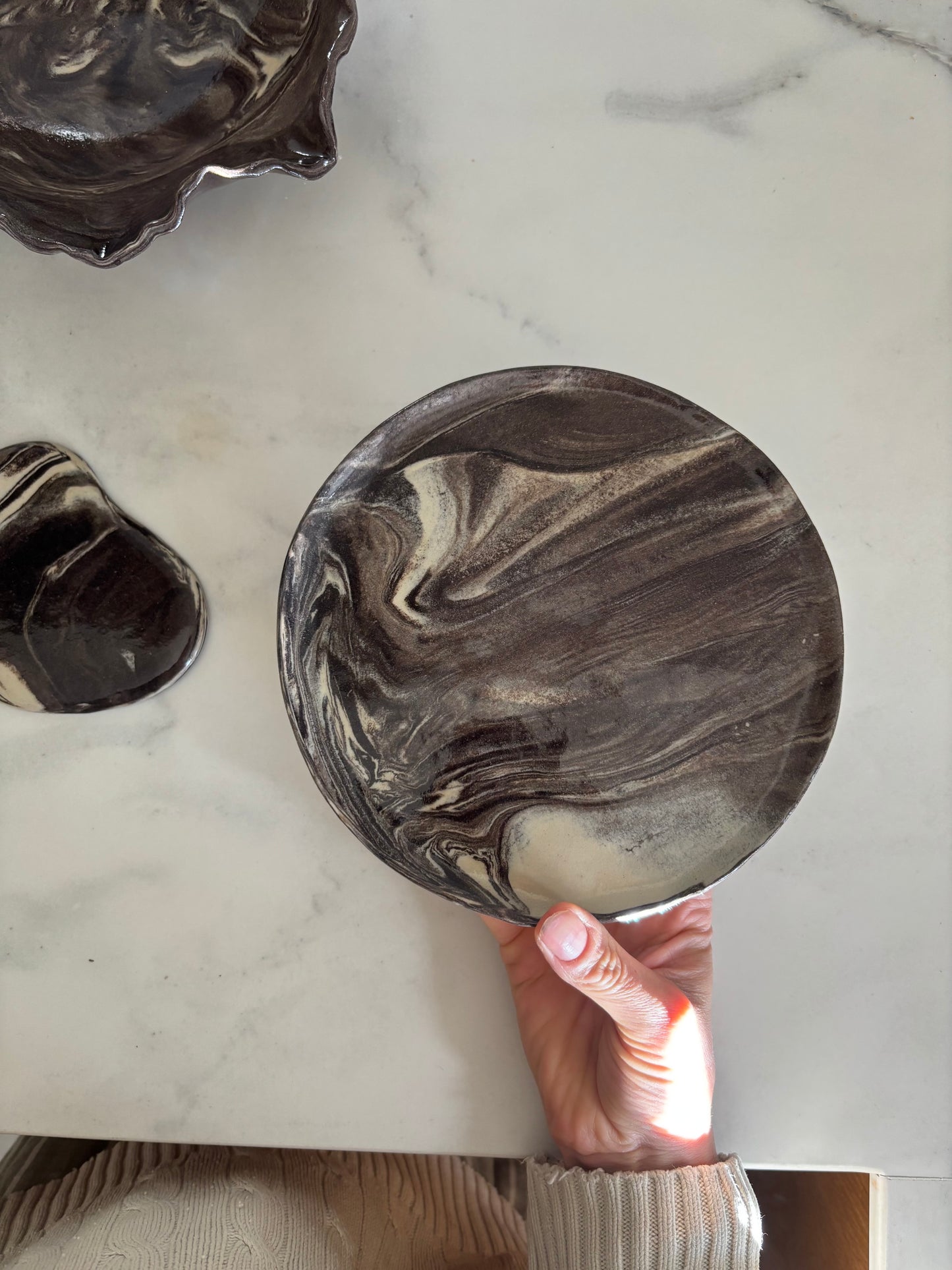 Ceramiczny Zestaw na Tapasy Nerikomi Misa Talerz i Podstawka