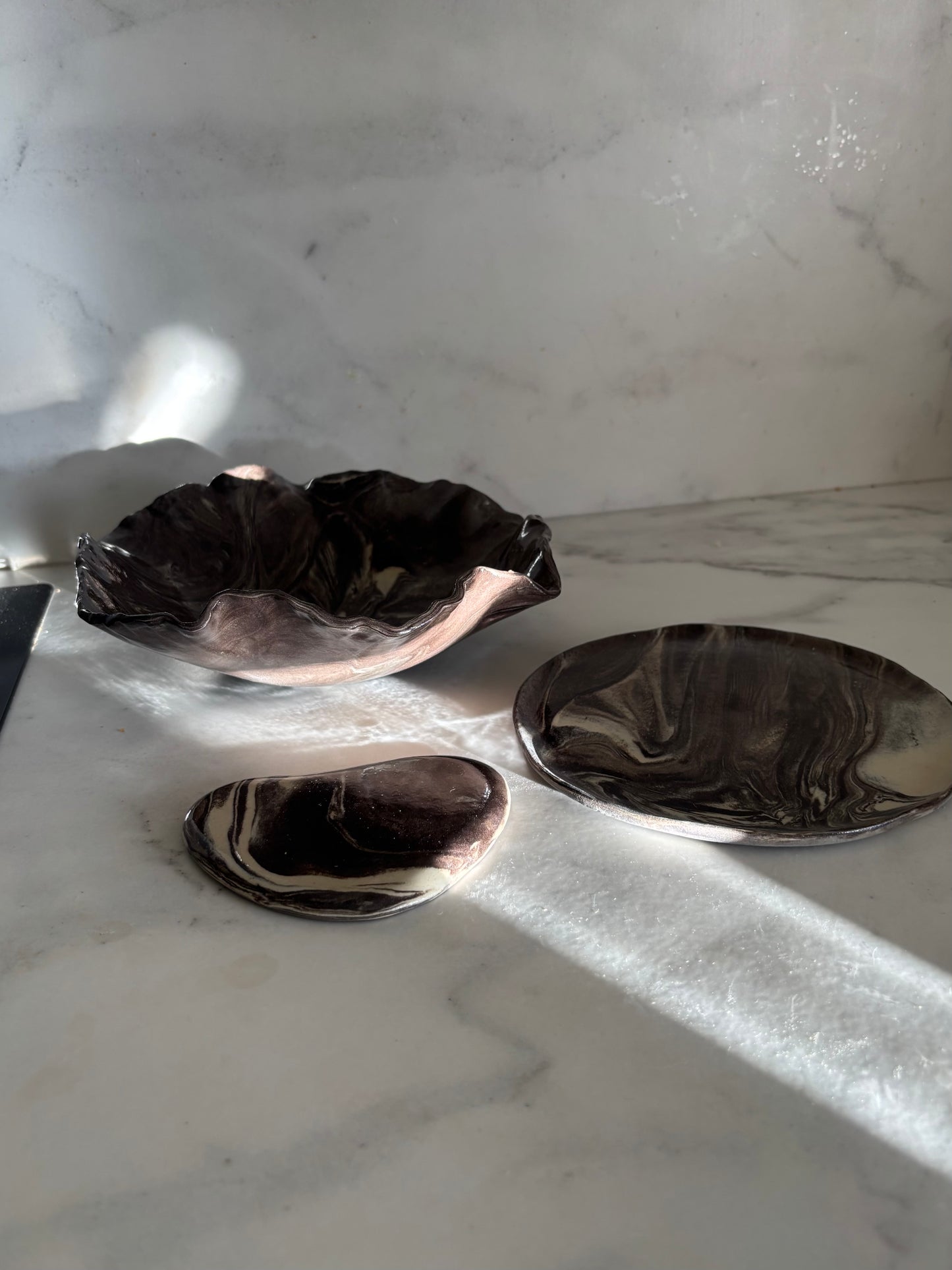 Ceramiczny Zestaw na Tapasy Nerikomi Misa Talerz i Podstawka