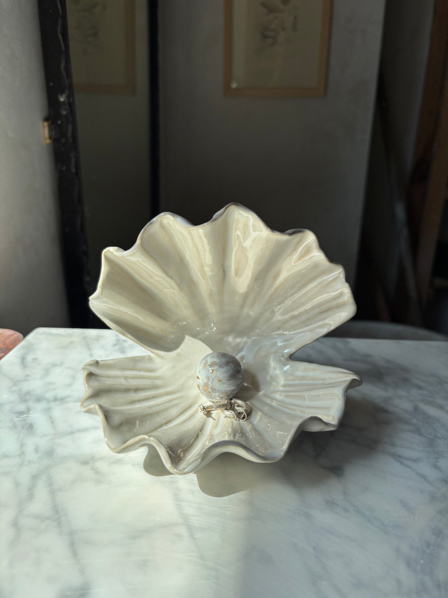 Muszla Skarbiec na Biżuterię Pearl White