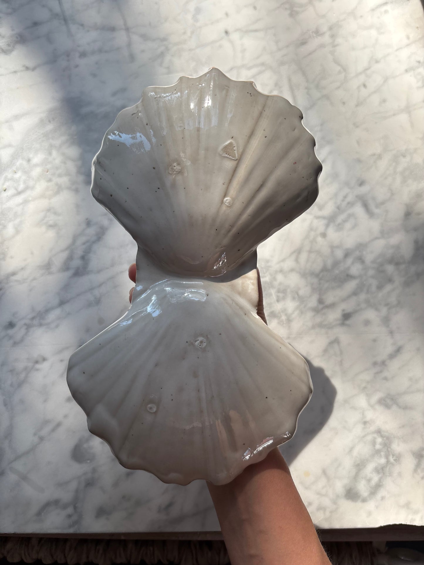 Ceramiczny Talerzyk Podwójna Muszla na Przekąski