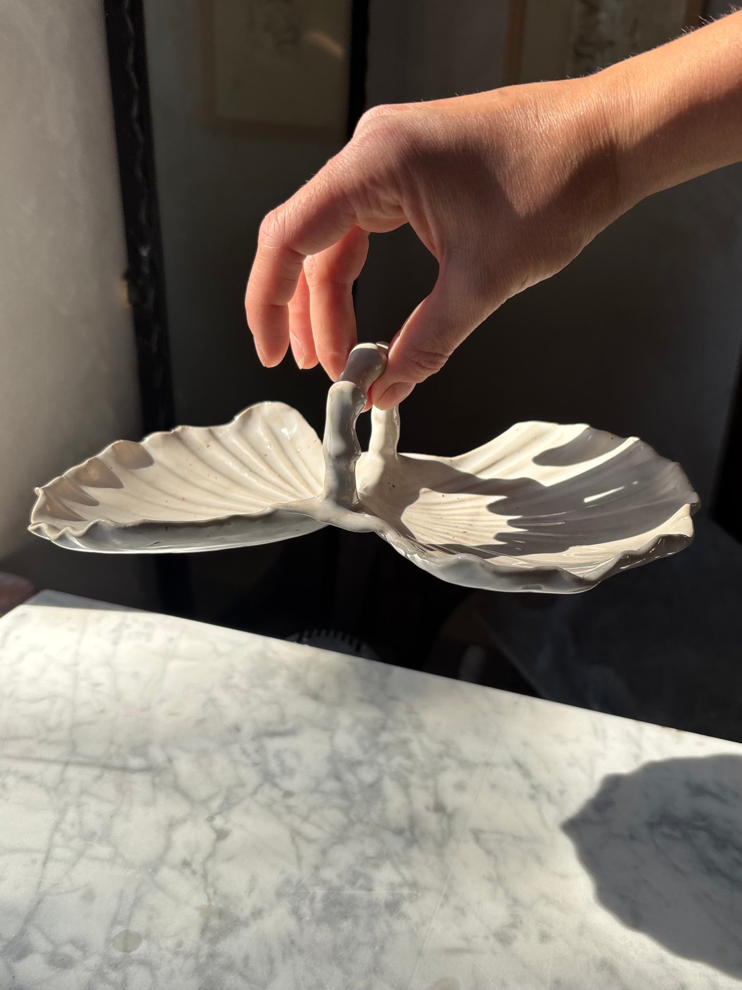 Ceramiczny Talerzyk Podwójna Muszla na Przekąski