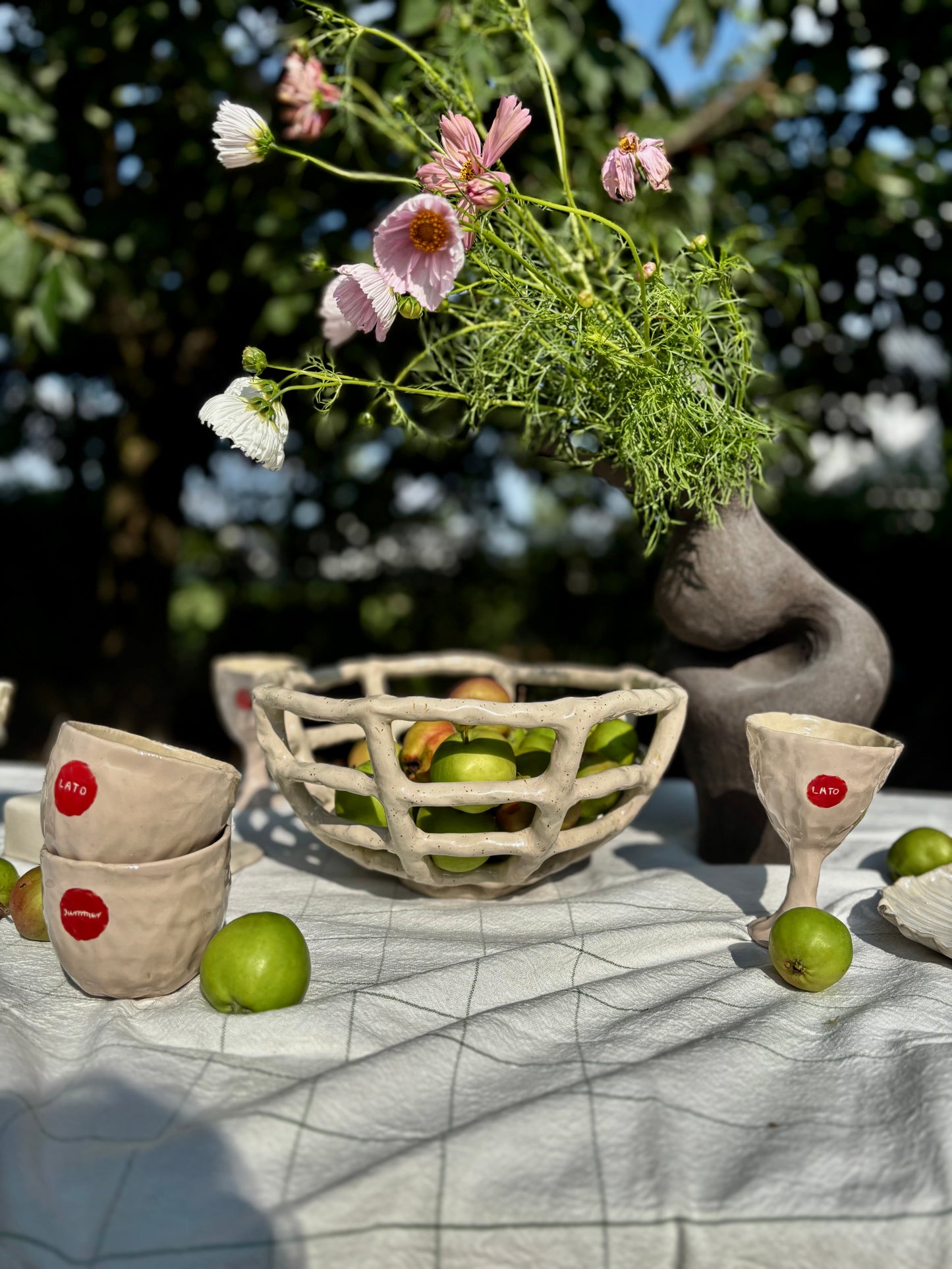 Ceramiczna Okrągła Misa na Owoce Summer Pretzel Light Pink
